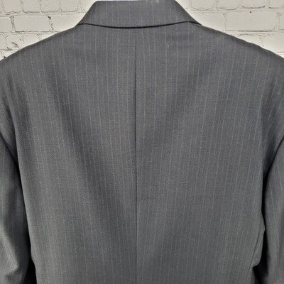 Jos A Bank Black 100% Wool Pinstriped 2 Button Notch Blazer Sport Coat 44L