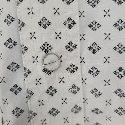 Rafter C White Black Cowboy Collection Pearl Snap Long Sleeve Shirt Medium M