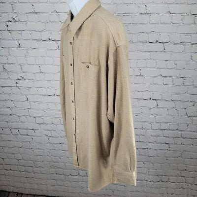 Alaska 1959 Wilderness Gear Beige Cotton Lightweight Flannel Herringbone Top XXL