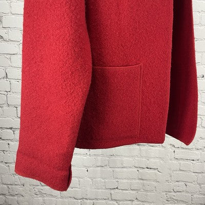 Harve Benard Red Open Classic Collared Pockets Unlined Jacket Size Large L