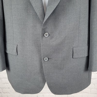 VTG Perry Ellis Portfolio Grey 2 Button Blazer Sport Coat USA Made Size 44L