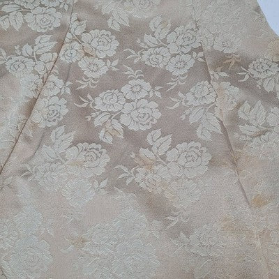 VTG Nite Kraze Gold Metallic Satin Floral Strappy Fit & Flare Short Dress 7/8