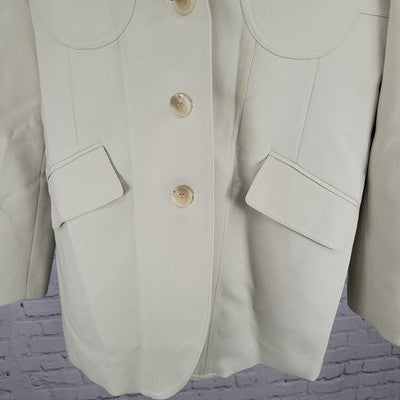 Avenue Beige 3 Button Single Vented Peak Blazer Jacket Size Large L