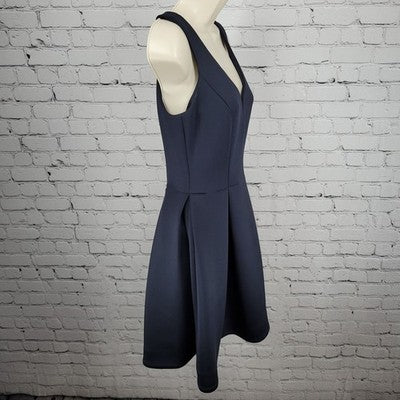 Ali Ro Navy Ponte Stretch Pleated Sweetheart Sleeveless Mini A-Line Dress 2