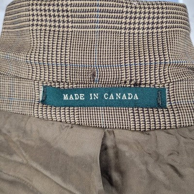 Lauren Ralph Lauren Brown 100% Wool Check 3 Button Blazer Sport Coat 41T *holes