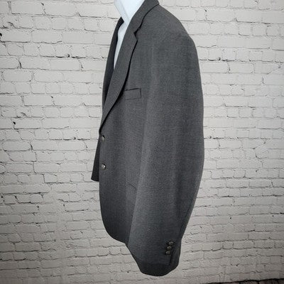 Stafford Grey Worsted Wool Blend 2 Button Notch Blazer Sport Coat Size 48R