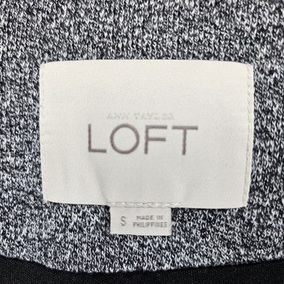 Loft Gray Cotton Blend Knit Open Shawl Collar Lined Blazer Jacket Small S