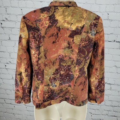 Coldwater Creek Multicolor Cotton Stretch Lightweight Buttoned Jacket Size 6P