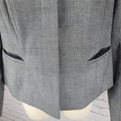 Ann Taylor Grey Glen Check Buttoned Notch Blazer Suit Jacket Size 6