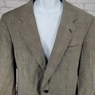 VTG Briar Brown Wool Check Premier Edition Blazer Sport Coat USA Made Size 40R
