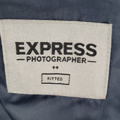 Express Photographer Navy Wool Blend Fitted 2 Button Notch Blazer Sport Coat 40R