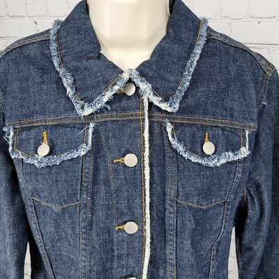 Customized Homemade Denim Girl ATX Blue Embellished Jean Boho Denim Jacket M