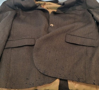 Alan Flusser Brown 100% Lambswool Tweed Notch Vented Blazer Sport Coat Size 44R