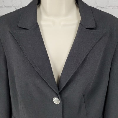 VTG Signature Larry Levine Black 3 Button Blazer Peak Formal Suit Jacket USA 10