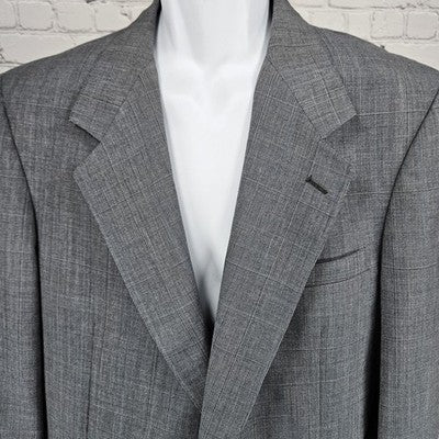 VTG Evan Picone Grey Check 2 Button Vented Notch Blazer Sport Coat USA 42R