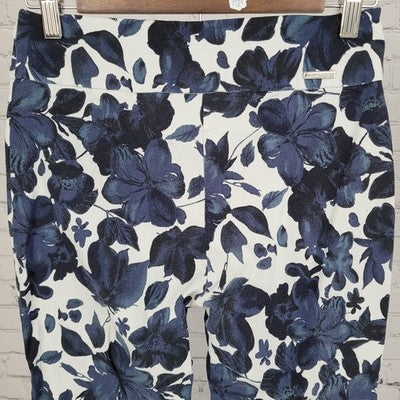 Joseph Ribkoff Blue Floral Lightweight Stretch Mid Rise Pants Size 8 (26x36)