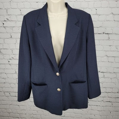 Patchington Navy 2 Metal Button Notch Ventless Blazer Suit Jacket Size 12