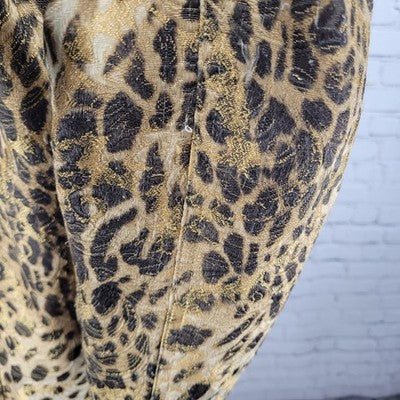 Chico's Tan Gold Leopard Buttoned Lightweight Lined Jacket 2 US 12
