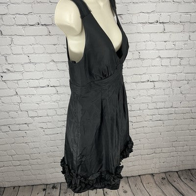 Night Way Collection Black Sleeveless Pleated Ruffle A-Line Formal Dress Size 12