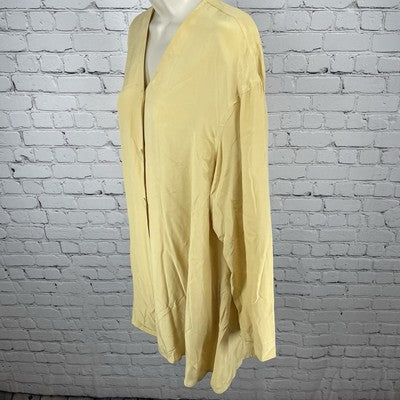 August Silk Yellow 100% Silk Buttoned Long Sleeve Tunic Blouse Top Size Medium M