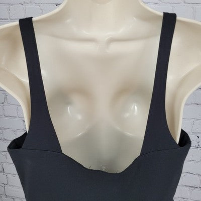 Tome Black Strappy Lightly Padded Plunge V Neck Side Zip Tank Top Size 6