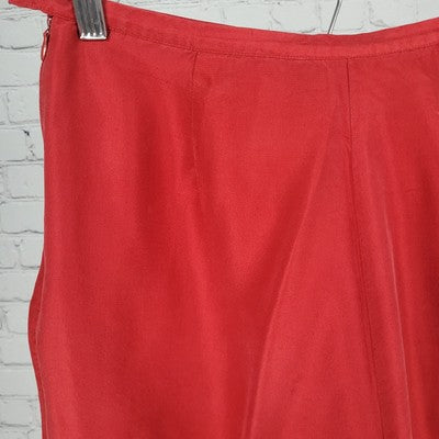 VTG Bice Red Silk High Rise Lined Lightweight Zip Closure Pants Size 10 (27x28)