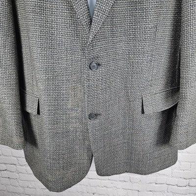 Daniel Hechter Black 100% Worsted Wool 2 Button Notch Blazer Sport Coat 48L