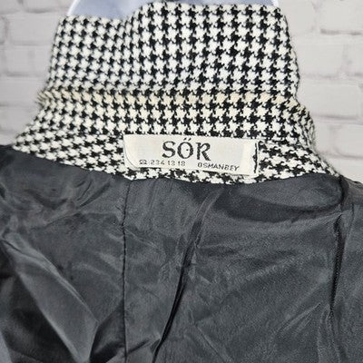 Sor Hazir Giyim Black White Houndstooth 2 Button Notch Blazer Sport Coat 43
