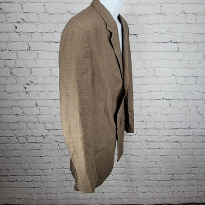 Lauren Ralph Lauren Brown 100% Wool Check 3 Button Blazer Sport Coat 41T *holes
