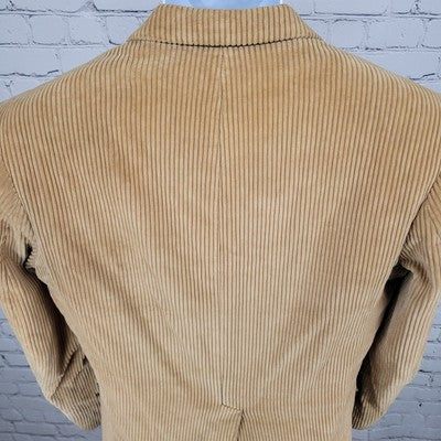 VTG Meisterklassse Tan Corduroy 3 Button Vented Blazer Sport Coat Size 38