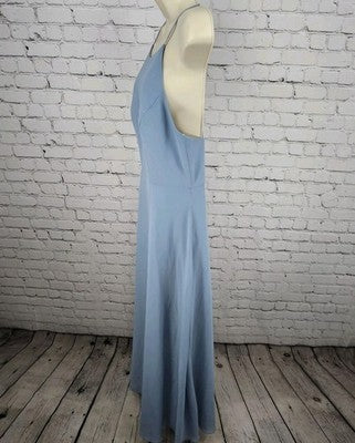 Jenny Yoo Blue Chiffon Strappy Open Back Side Slit Bridesmaid Maxi Dress 10