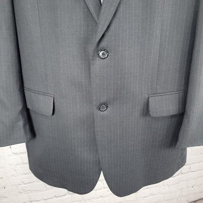 Jos A Bank Black 100% Wool Pinstriped 2 Button Notch Blazer Sport Coat 44L