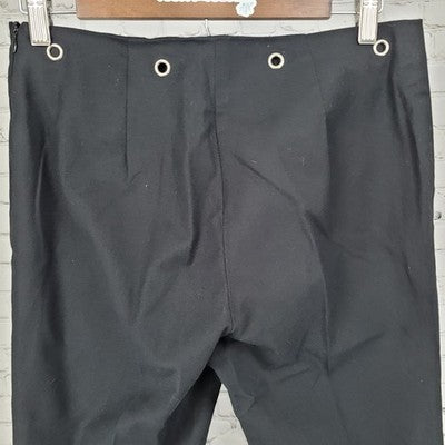 J. McLaughlin Black Cotton Grommet Mid Rise Cropped Pants USA Made 8 (30x25)