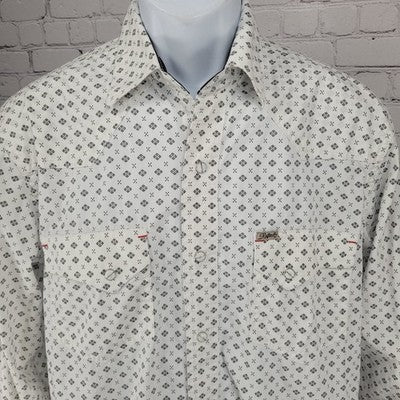 Rafter C White Black Cowboy Collection Pearl Snap Long Sleeve Shirt Medium M