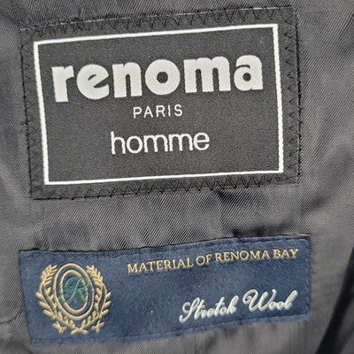 Renoma Paris Homme Navy Stretch Wool 2 Button Notch Lapel Blazer Sport Coat 40