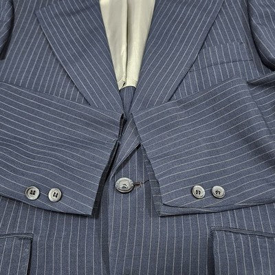 VTG Barney's Monte Cristo DeLuxe Navy Pinstriped Notch Blazer Sport Coat USA 38