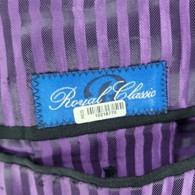 Royal Classic Black Purple Pinstriped 2 Button Notch Blazer Sport Coat USA 45L