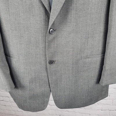 Pierre Cardin Grey 2 Button Ventless Notch Blazer Sport Coat Suit Jacket USA 42L