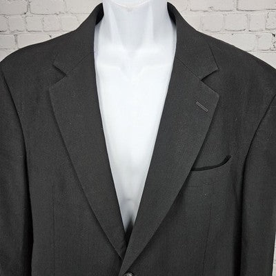 Jos A Bank Black 100% Wool 2 Button Single Vented Notch Blazer Sport Coat 44R