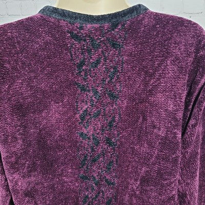 Coldwater Creek Purple Velvet Floral Embroidered Full Zip Jacket Small S