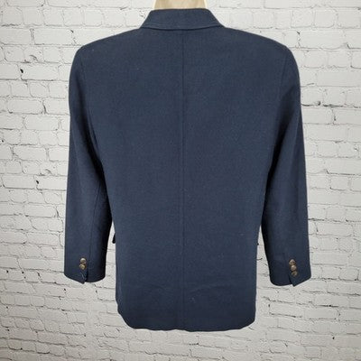 VTG Liz Sport Claiborne Navy Wool Button Notch Lined Blazer Suit Jacket Size 6P