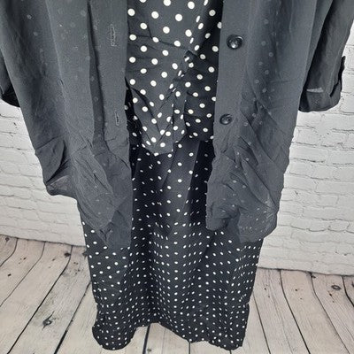 VTG Studio I Black Polka Dot 3 Piece Outfit Skirt Set USA Made Size 16 Large L