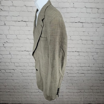 VTG Briar Brown Wool Check Premier Edition Blazer Sport Coat USA Made Size 40R