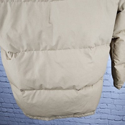 VTG Windbreaker Tan Down Fine Feather Insulated Snap Puffer Jacket M *zipper