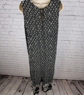 VTG BE2BE Or NOT 2 BE Black Floral Sleeveless Lightweight Dress USA Made Size 2X
