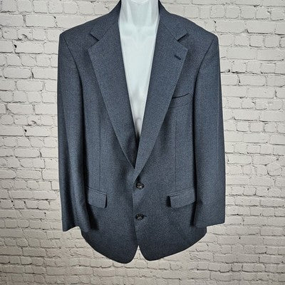 VTG Christian Brooks Blue 2 Button Vented Notch Blazer Sport Coat USA 42XL