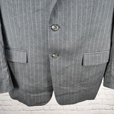 VTG Lauren Ralph Lauren Grey 100% Wool 2 Button Notch Blazer Sport Coat 42R