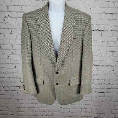 The Texas Clothier Blue Beige Silk Wool Check 2 Button Blazer Sport Coat 41R