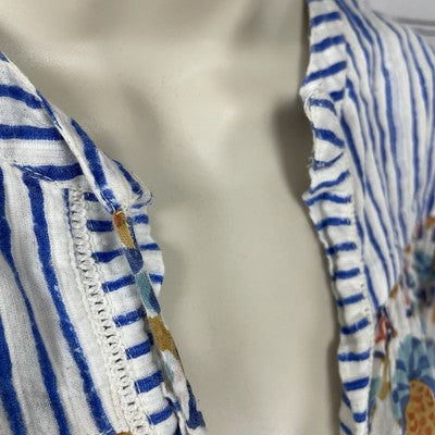Roller Rabbit Printed 100% Cotton Lightweight Boho Tassel Tunic Top Size Small S