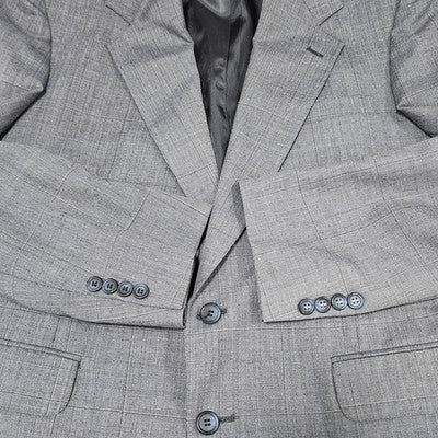 VTG Evan Picone Grey Check 2 Button Vented Notch Blazer Sport Coat USA 42R